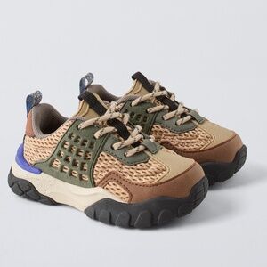 Zara Baby Chunky Sneakers Mesh Lace Up Neutral Boys 24